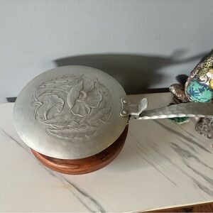 Vintage Everlast Forged Aluminum Decorative Floral Engraved Covered Dish